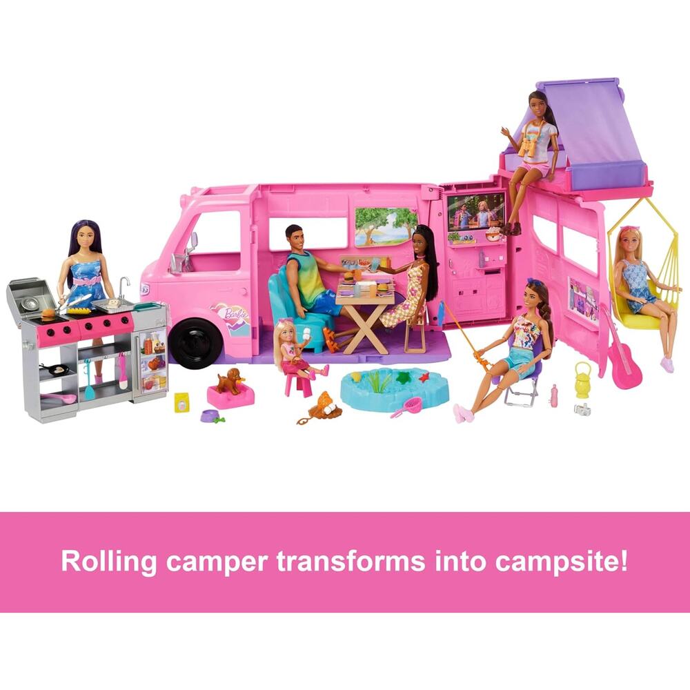 Barbie Dream Camper Playset with Tent and BBQ Grill Color Change NWT - Picture 2 of 7